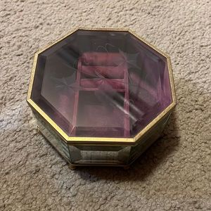 Brass, glass, and mirror Jewelry box with hinge lid